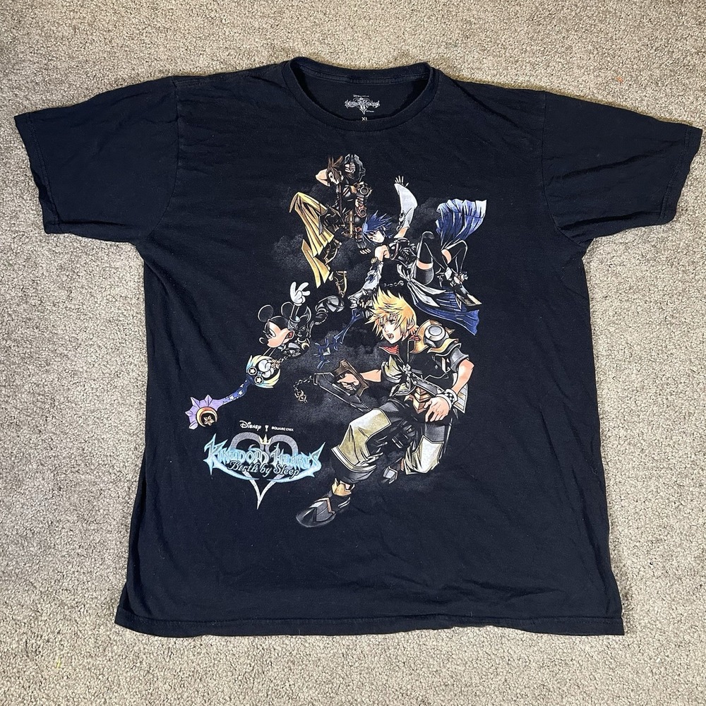 Rare Kingdom Hearts Birth by Sleep Graphic T-Shirt Black Size XL Disney Game Tee